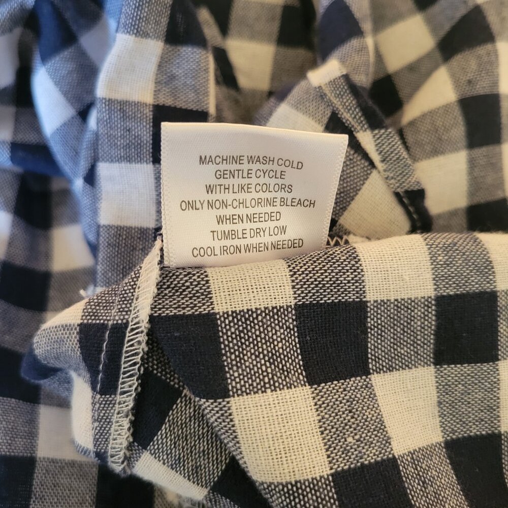 ModCloth Blue White Gingham Skirt 2X A-Line Belt Tie Pockets - Picture 11 of 11